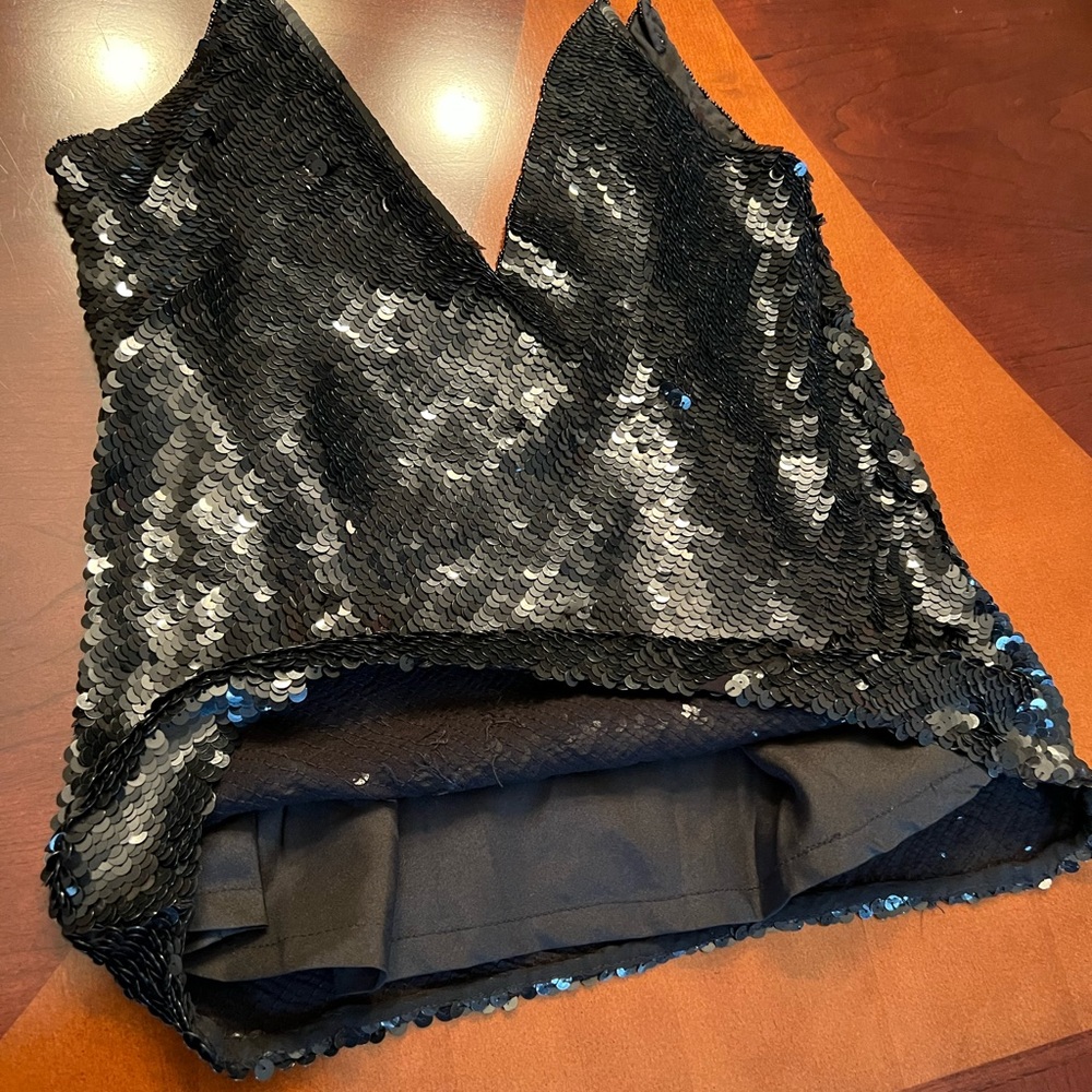 Cache Black Spaghetti Strap Full Sequin Pull-On T… - image 6